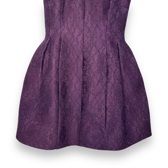 Calvin Klein Aubergine A-Line Lace Dress Size 4 Purple Sleeveless Cocktail Dress - Picture 6 of 9